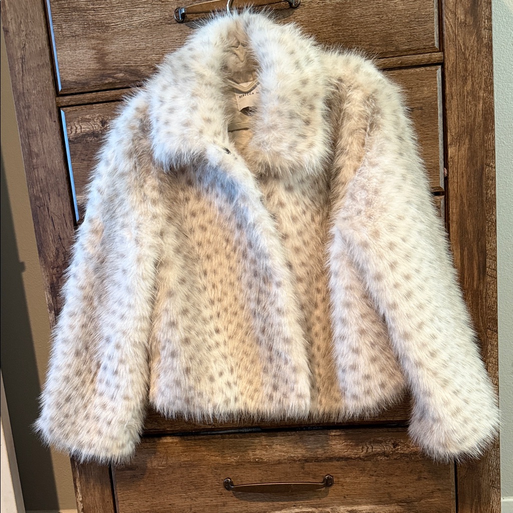 Rebecca Minkoff Cream Faux Fur Jacket